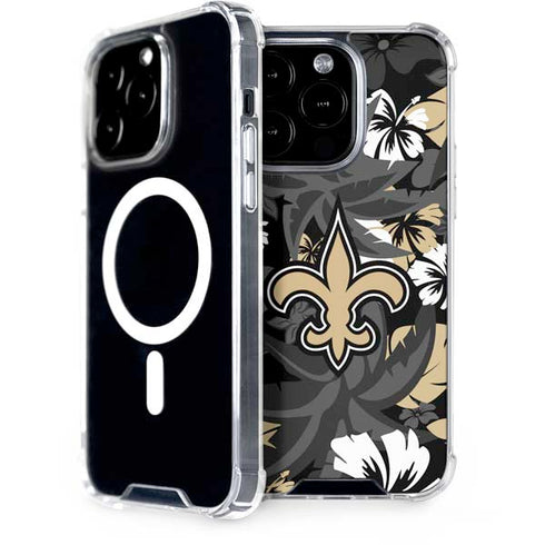 NFL New Orleans Saints Tropical Print iPhone 15 Pro MagSafe Case