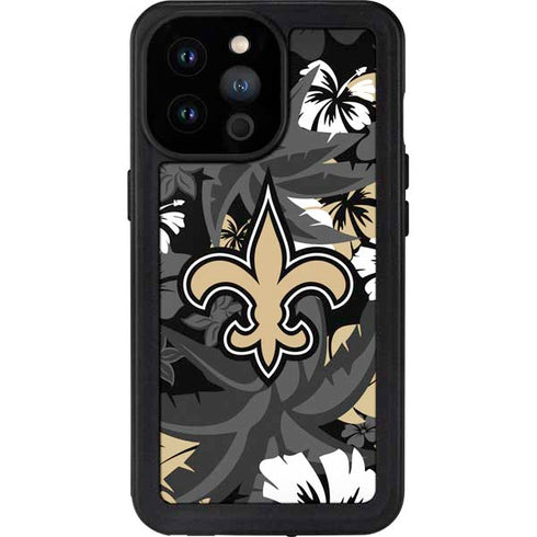 NFL New Orleans Saints Tropical Print iPhone 14 Pro Max Waterproof Case