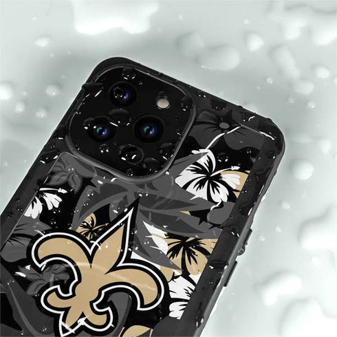 NFL New Orleans Saints Tropical Print iPhone 14 Pro Max Waterproof Case