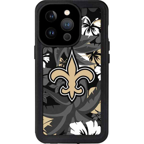 NFL New Orleans Saints Tropical Print iPhone 14 Pro Waterproof Case