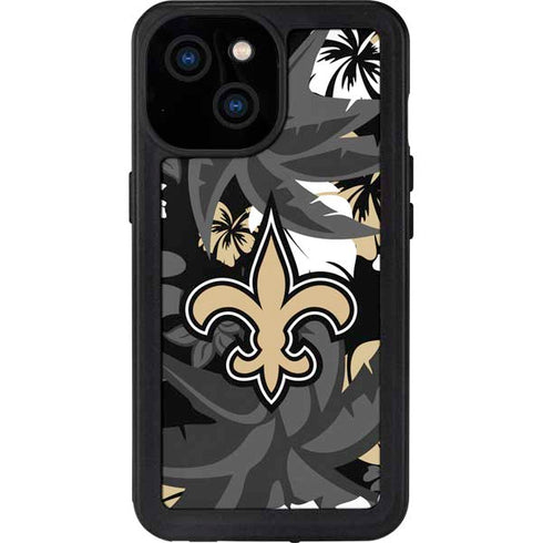 NFL New Orleans Saints Tropical Print iPhone 15 Waterproof Case