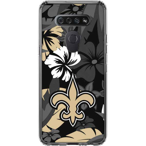 NFL New Orleans Saints Tropical Print LG K51/Q51 Clear Case