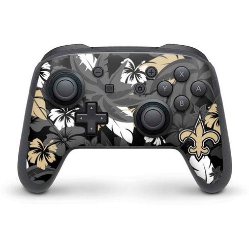 NFL New Orleans Saints Tropical Print Nintendo Switch Pro Controller Skin