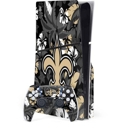 NFL New Orleans Saints Tropical Print PS5 Slim Disk Bundle Skin