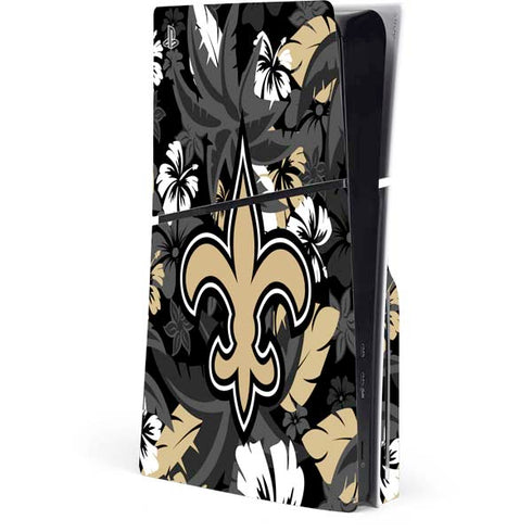 NFL New Orleans Saints Tropical Print PS5 Slim Disk Console Skin