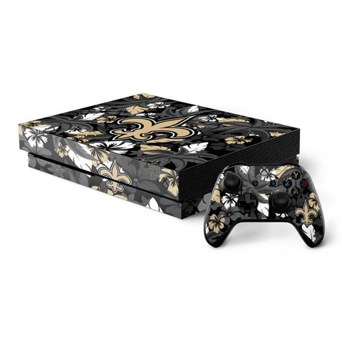 NFL New Orleans Saints Tropical Print Xbox One X Bundle Skin