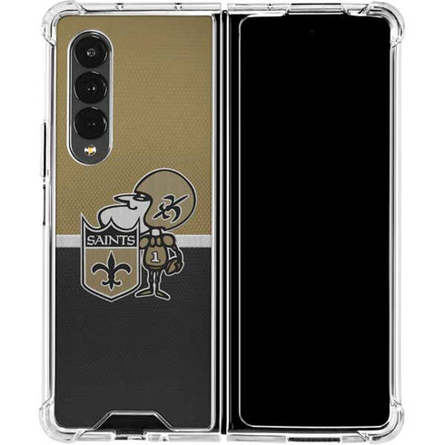 NFL New Orleans Saints Vintage Galaxy Z Fold4 5G Clear Case