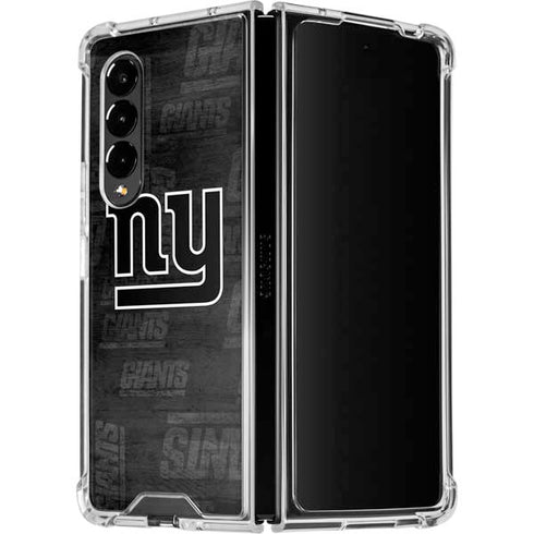 NFL New York Giants Black & White Galaxy Z Fold4 5G Clear Case