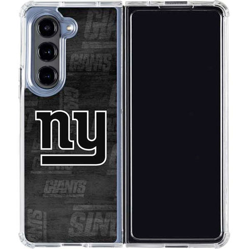 NFL New York Giants Black & White Galaxy Z Fold5 5G Clear Case