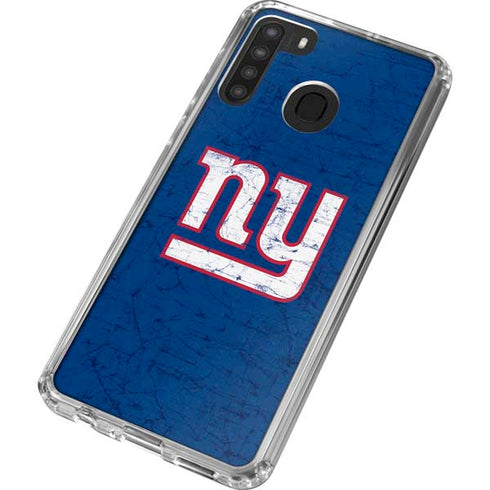 NFL New York Giants Distressed Galaxy A21 Clear Case