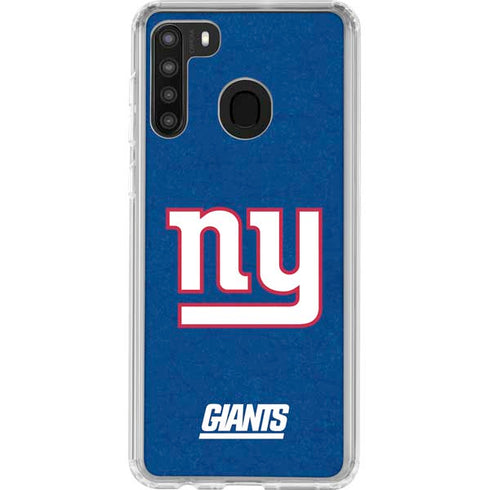 NFL New York Giants Distressed Galaxy A21 Clear Case