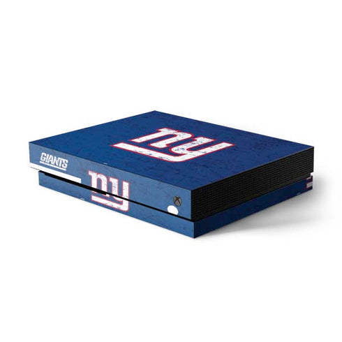 NFL New York Giants Distressed Xbox One X Console Skin