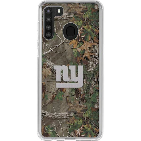 NFL New York Giants Realtree Xtra Green Camo Galaxy A21 Clear Case