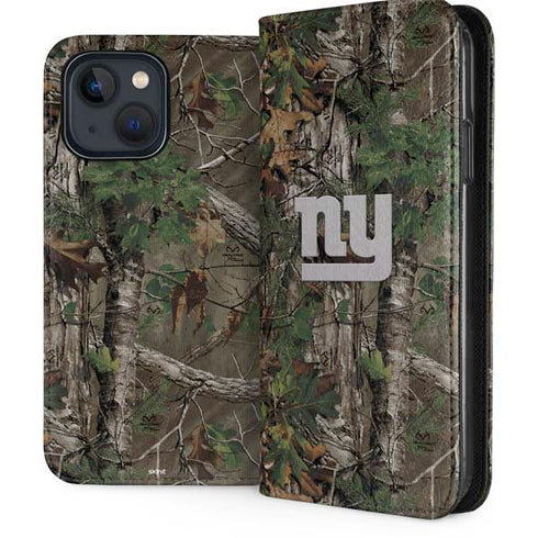 NFL New York Giants Realtree Xtra Green Camo iPhone 15 Plus Folio Case