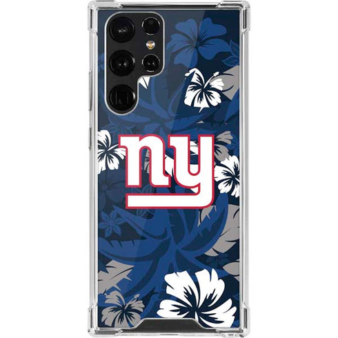 NFL New York Giants Tropical Print Galaxy S22 Ultra Clear Case