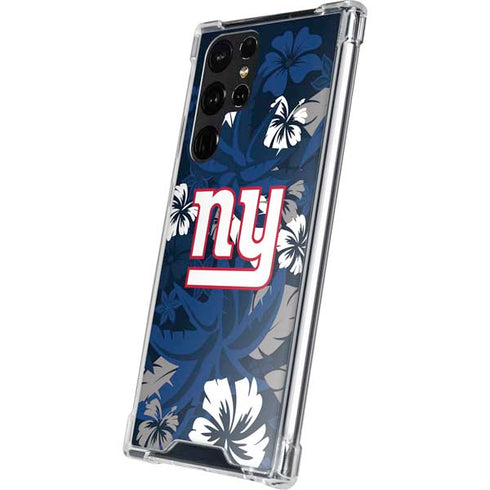 NFL New York Giants Tropical Print Galaxy S22 Ultra Clear Case
