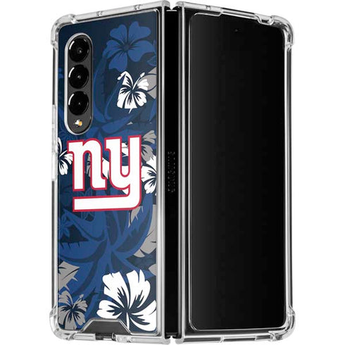 NFL New York Giants Tropical Print Galaxy Z Fold4 5G Clear Case