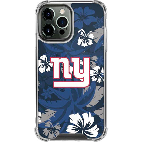 NFL New York Giants Tropical Print iPhone 14 Pro Max Clear Case