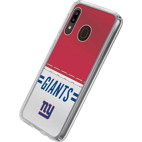 NFL New York Giants White Striped Galaxy A20 Clear Case