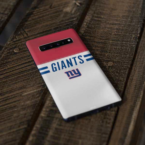 NFL New York Giants White Striped Galaxy S10 Plus Skin