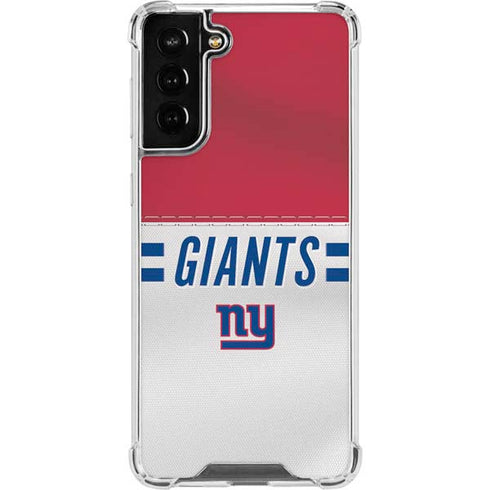 NFL New York Giants White Striped Galaxy S21 FE Clear Case