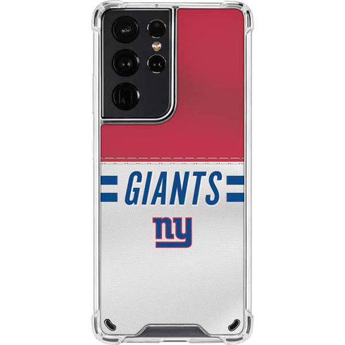 NFL New York Giants White Striped Galaxy S21 Ultra 5G Clear Case