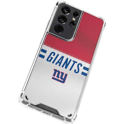 NFL New York Giants White Striped Galaxy S21 Ultra 5G Clear Case