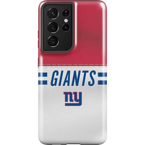 NFL New York Giants White Striped Galaxy S21 Ultra 5G Pro Case