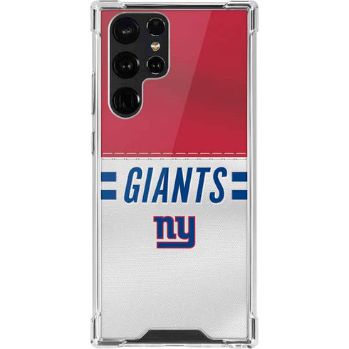 NFL New York Giants White Striped Galaxy S22 Ultra Clear Case