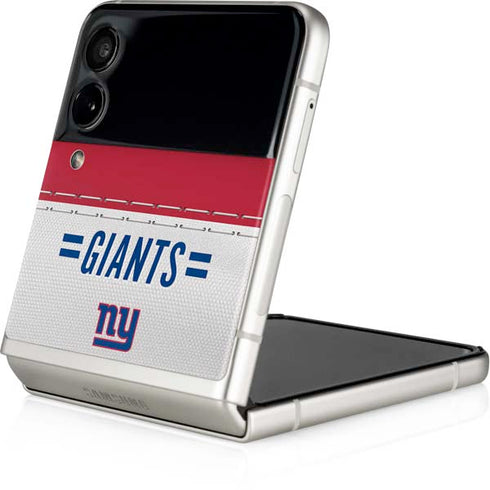 NFL New York Giants White Striped Galaxy Z Flip4 5G Skin