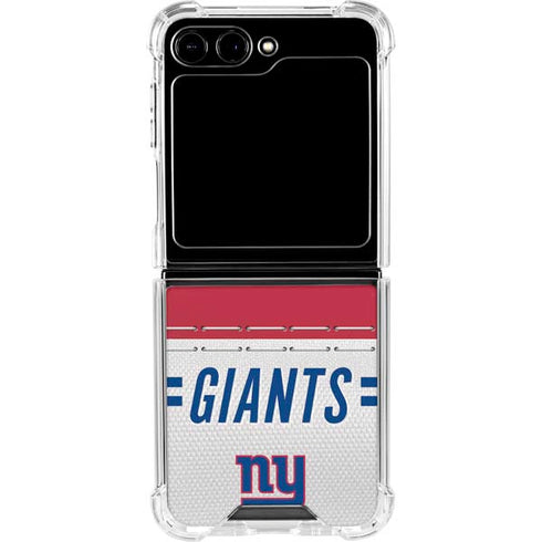 NFL New York Giants White Striped Galaxy Z Flip5 5G Clear Case