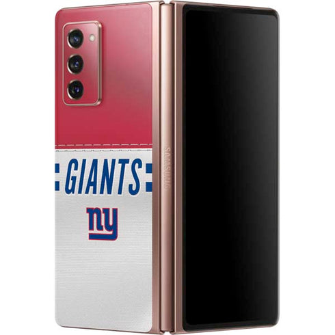 NFL New York Giants White Striped Galaxy Z Fold2 5G Skin