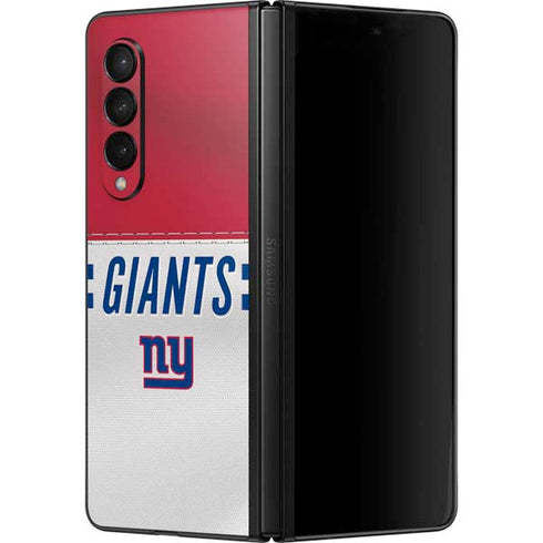 NFL New York Giants White Striped Galaxy Z Fold3 5G Skin