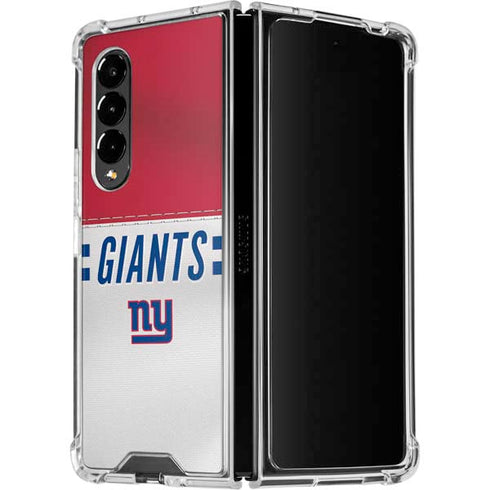 NFL New York Giants White Striped Galaxy Z Fold4 5G Clear Case