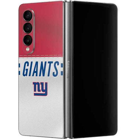 NFL New York Giants White Striped Galaxy Z Fold4 5G Skin