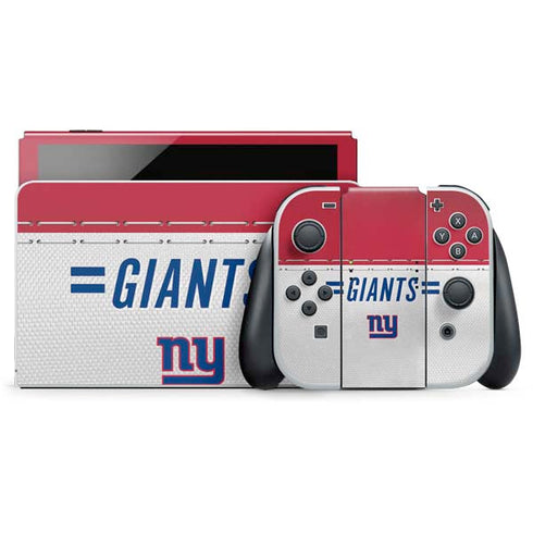 NFL New York Giants White Striped Nintendo Switch OLED (2021) Skin