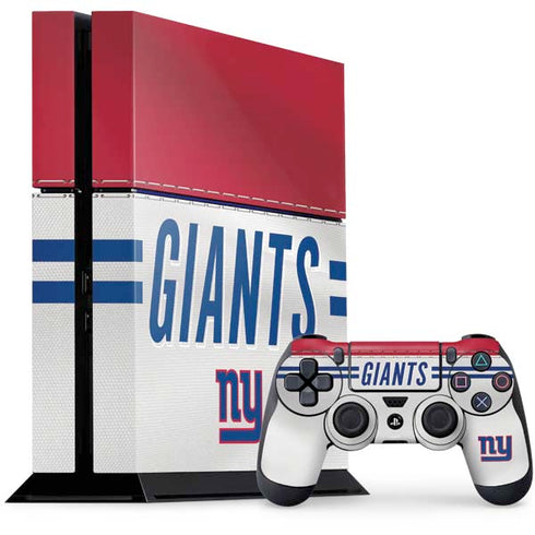 NFL New York Giants White Striped PS4 Console and Controller Bundle Skin
