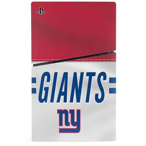 NFL New York Giants White Striped PS5 Slim Disk Console Skin