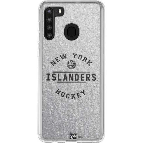 NHL New York Islanders Black Text Galaxy A21 Clear Case