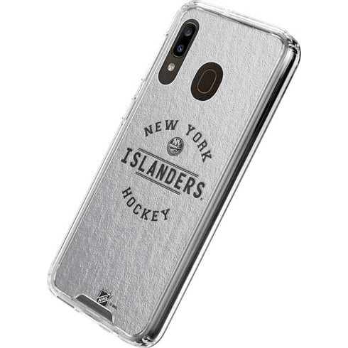 NHL New York Islanders Black Text Galaxy A30 Clear Case