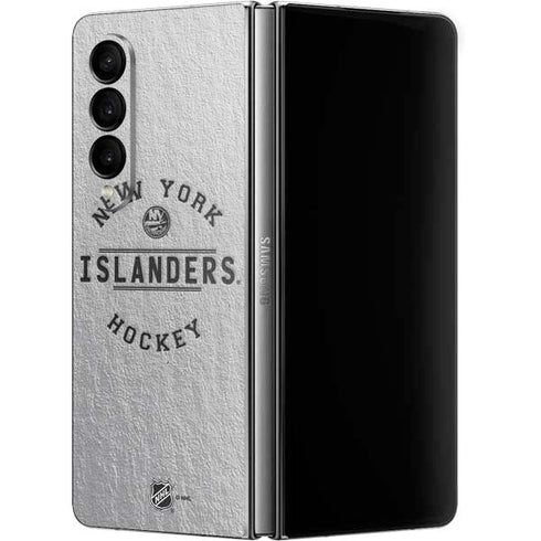 NHL New York Islanders Black Text Galaxy Z Fold4 5G Skin