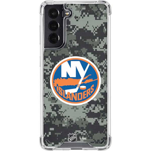 NHL New York Islanders Camo Galaxy S21 5G Clear Case