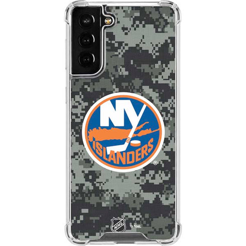 NHL New York Islanders Camo Galaxy S21 FE Clear Case