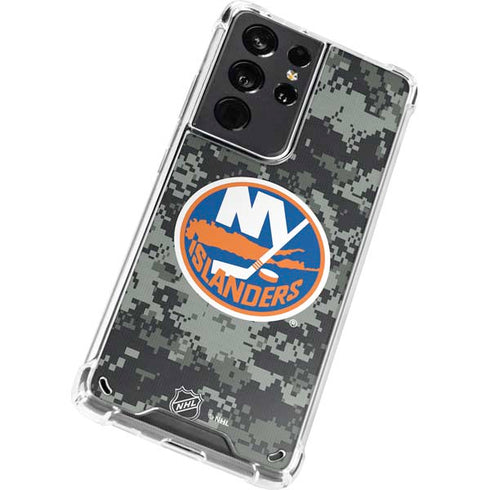 NHL New York Islanders Camo Galaxy S21 Ultra 5G Clear Case