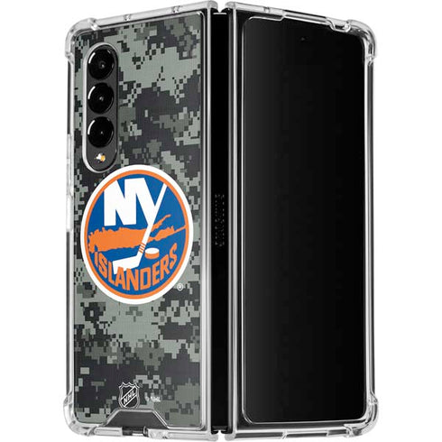 NHL New York Islanders Camo Galaxy Z Fold4 5G Clear Case
