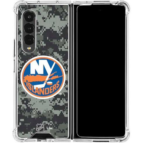 NHL New York Islanders Camo Galaxy Z Fold4 5G Clear Case