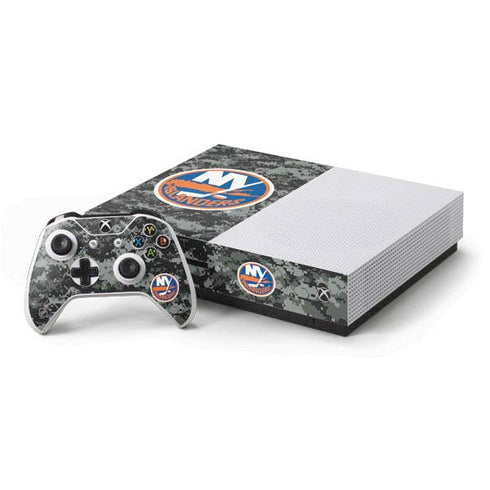 NHL New York Islanders Camo Xbox One S Console and Controller Bundle Skin