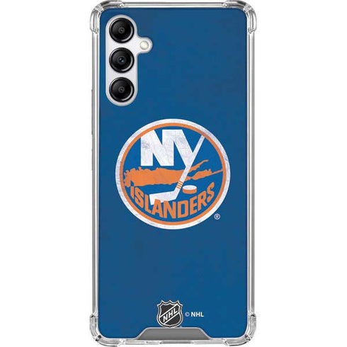 NHL New York Islanders Distressed Galaxy A14 5G Clear Case