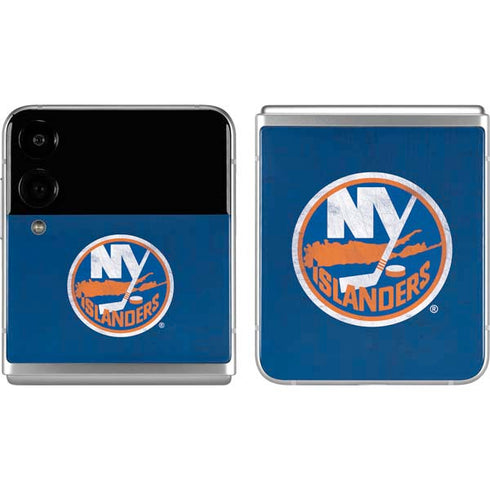 NHL New York Islanders Distressed Galaxy Z Flip4 5G Skin