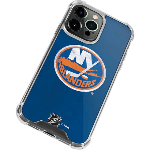 NHL New York Islanders Distressed iPhone 13 Pro Max Clear Case